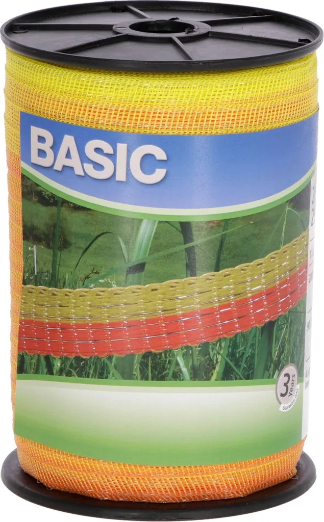 Ruban de clôture BASIC Kerbl 200m x 20mm jaune-orange pour parc élevage