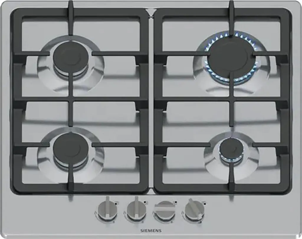 Siemens EG6B5PK90 Plaque de cuisson Gaz 60 cm 4 foyers Acier Inox Noir