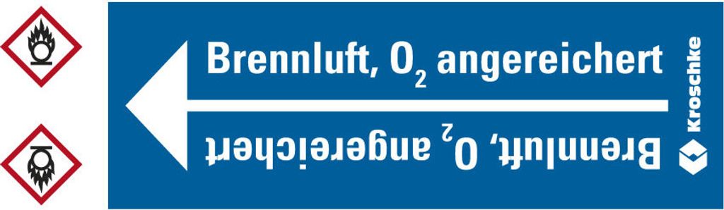 Dreifke Rohrleitungsband Brennluft, O2 angereichert, praxisbewährt, ab Ø 10mm, blau/weiß, 33m/RO