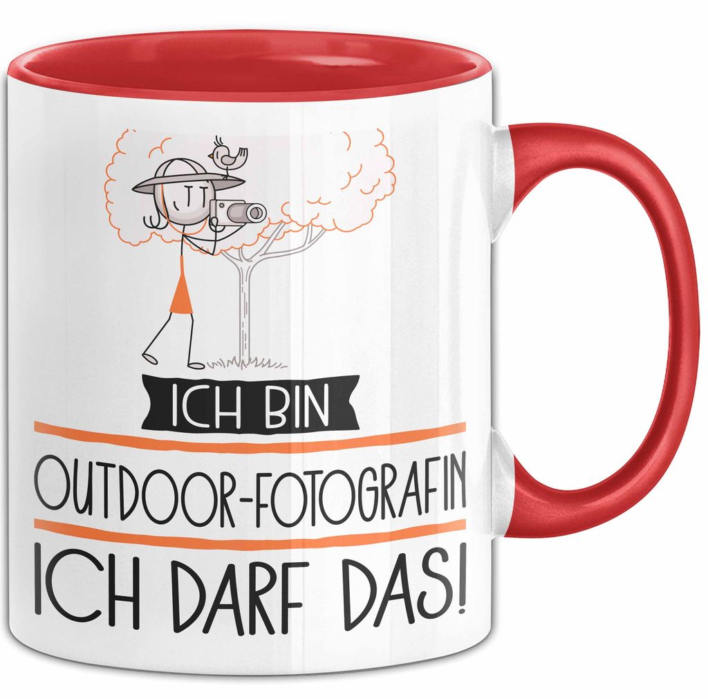 Geschenk für Outdoor-Fotografin Tasse Lustige Geschenkidee Geburtstag Ich Bin Outdoor-Fotografin Ich Darf Das (Rot)
