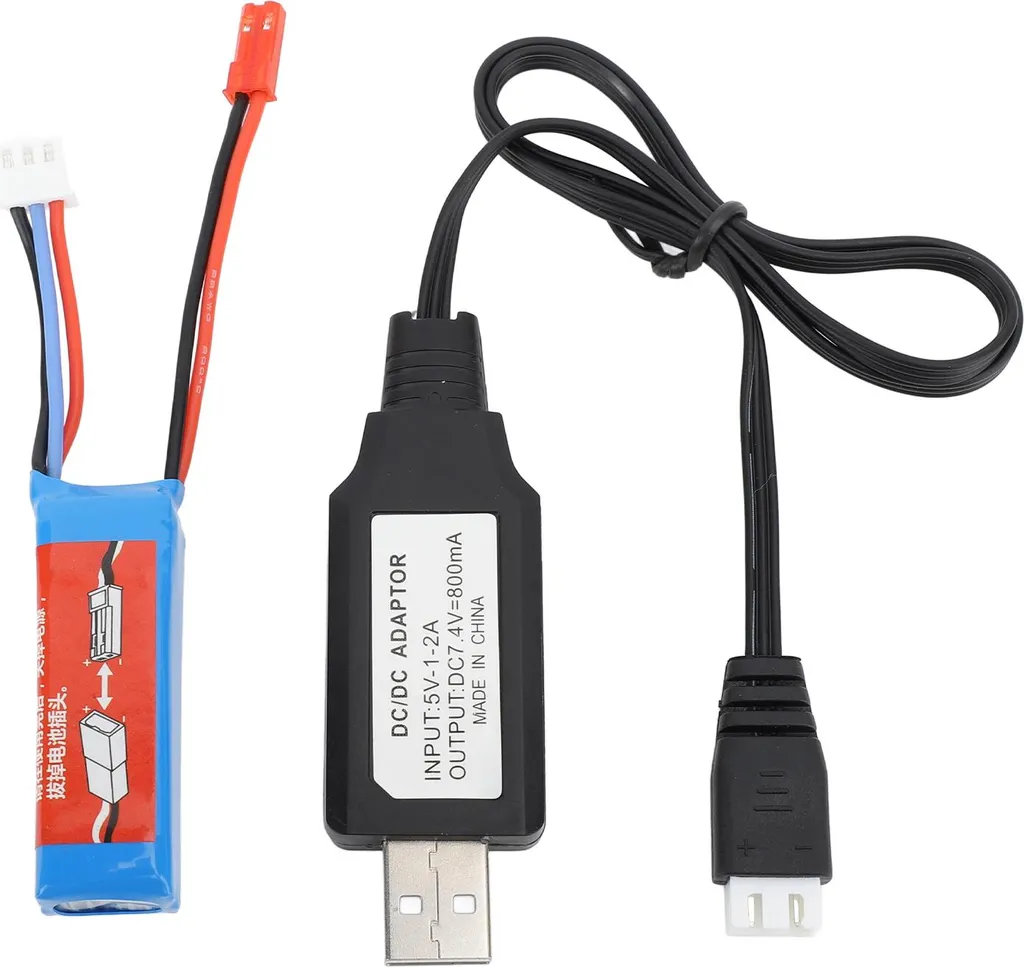 Pack Batterie Lithium 7.4V et Chargeur USB pour WLtoys série 1:28