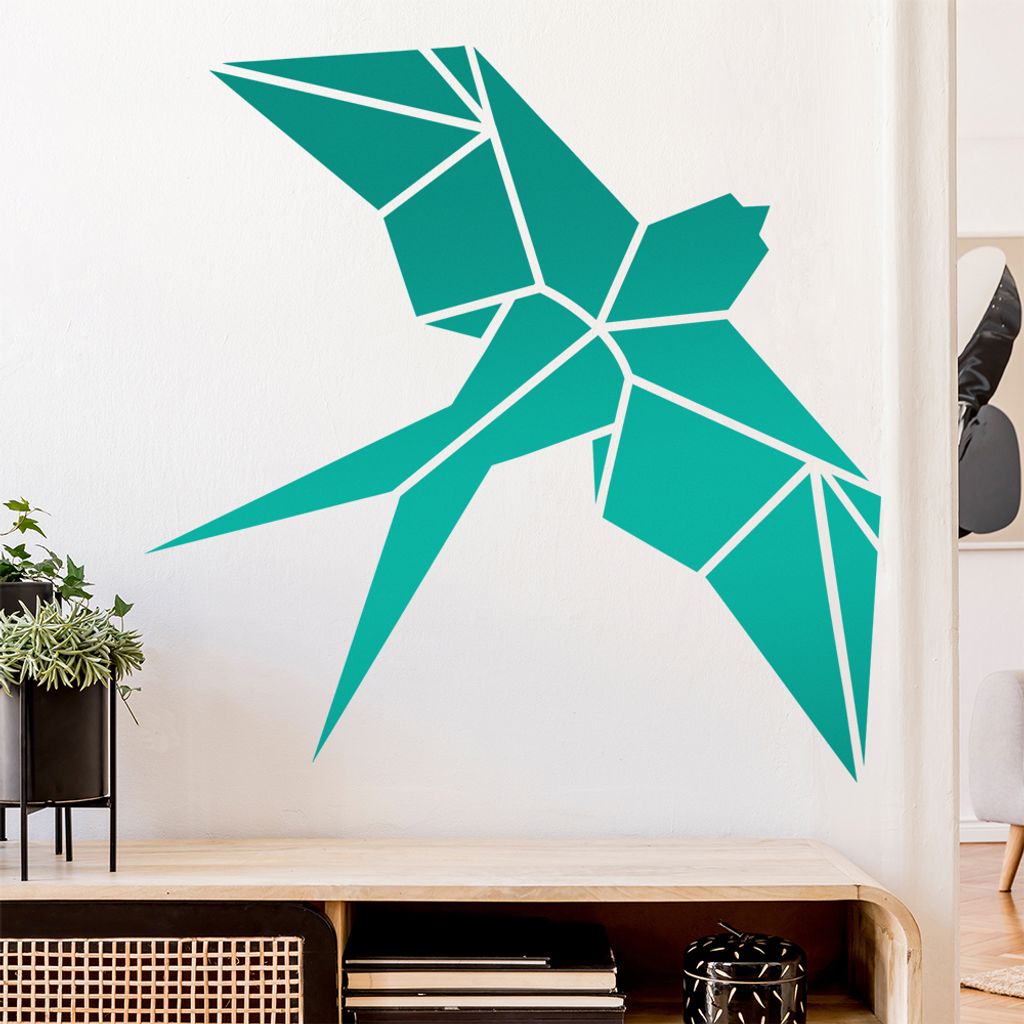Papierfalten Vogel M2 Wandtattoo Wandaufkleber Wall Sticker - Dekoration, Küche, Wohnzimmer, Schlafzimmer, Badezimmer