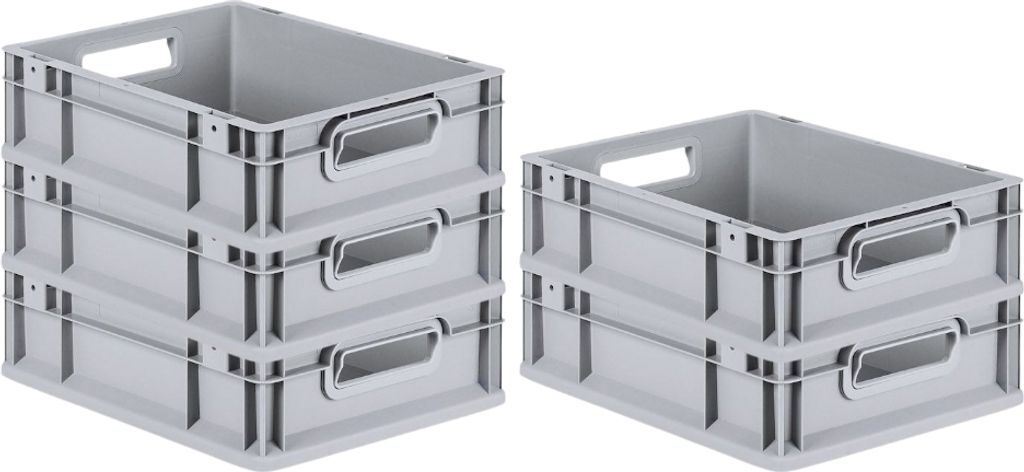 SparSet 5x Eurobox NextGen Economy | Griffe offen |HxBxT 12x30x40cm | 11 Liter | Eurobehälter, Transportbox, Transportbehälter, Stapelbehälter