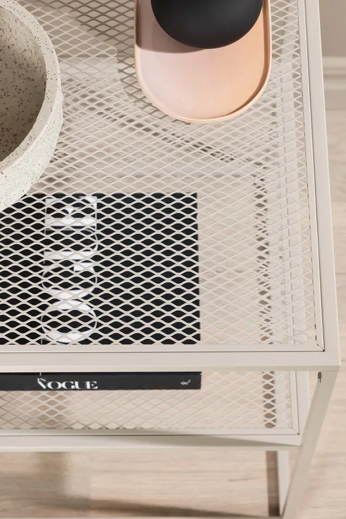 Table basse beige Netz pour salon - Table d'appoint moderne et sobre