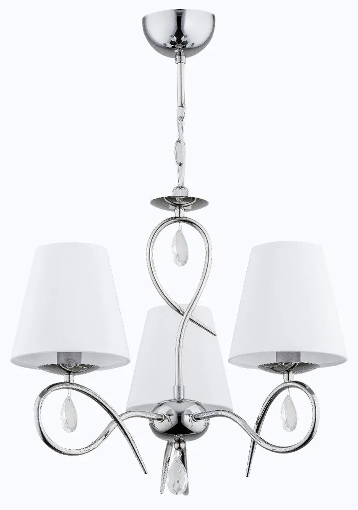 Suspension SYNA Alfa chromée 3xE14 en métal blanc-transparent 63cm