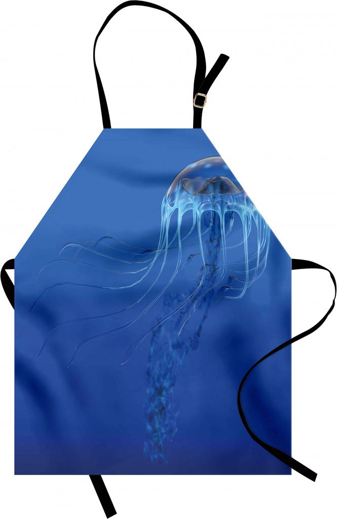 ABAKUHAUS Qualle Kochschürze, Blaues gepunktetes Jelly Fish Aquarium-Leben-Meerestier-Ozean-Raubtier im tiefen Wasser, Farbfest Höhenverstellbar ...