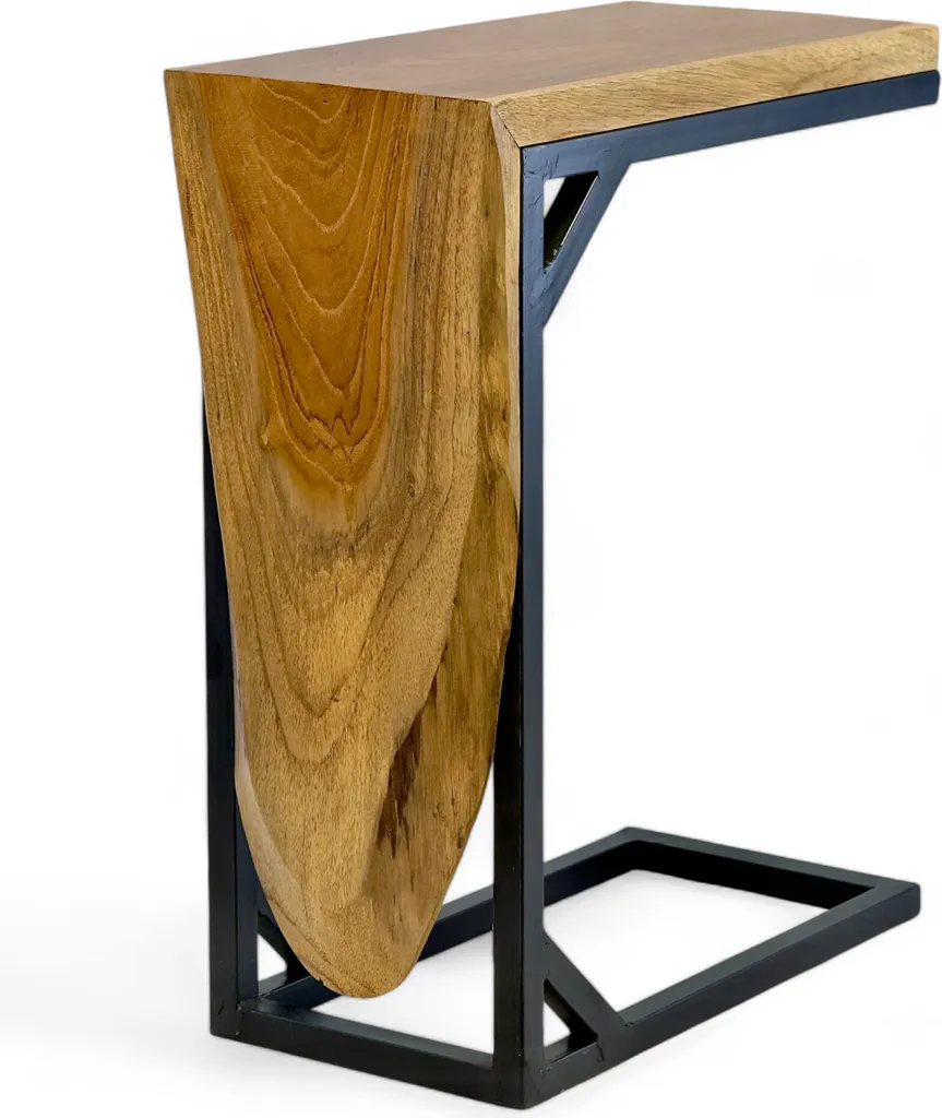 Tavolino C-Side in Teak 50x40x20 cm - Mobiletto PC Divano Flessibile