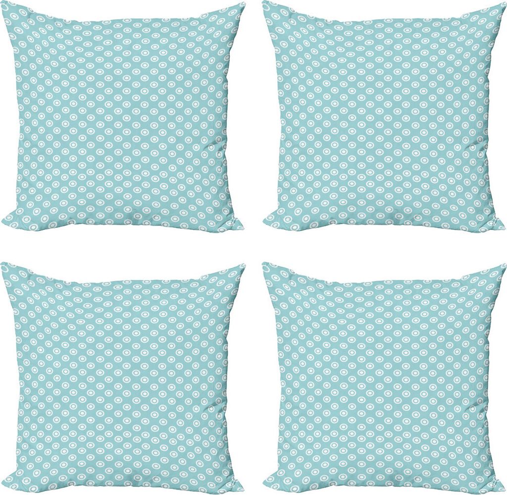 ABAKUHAUS Abstrakt Kissenbezug Set (4 Stück), Retro-Taste, Moderner Doppelseitiger Digitaldruck, 45 cm x 45 cm, Blassblau Weiß