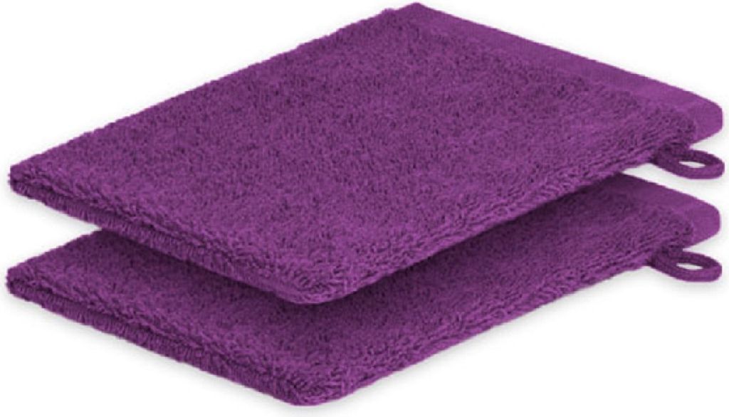 Handtuch 500g/m² 2x Waschhandschuh 15 x 21 cm lila Hohe Qualität Neu/OVP