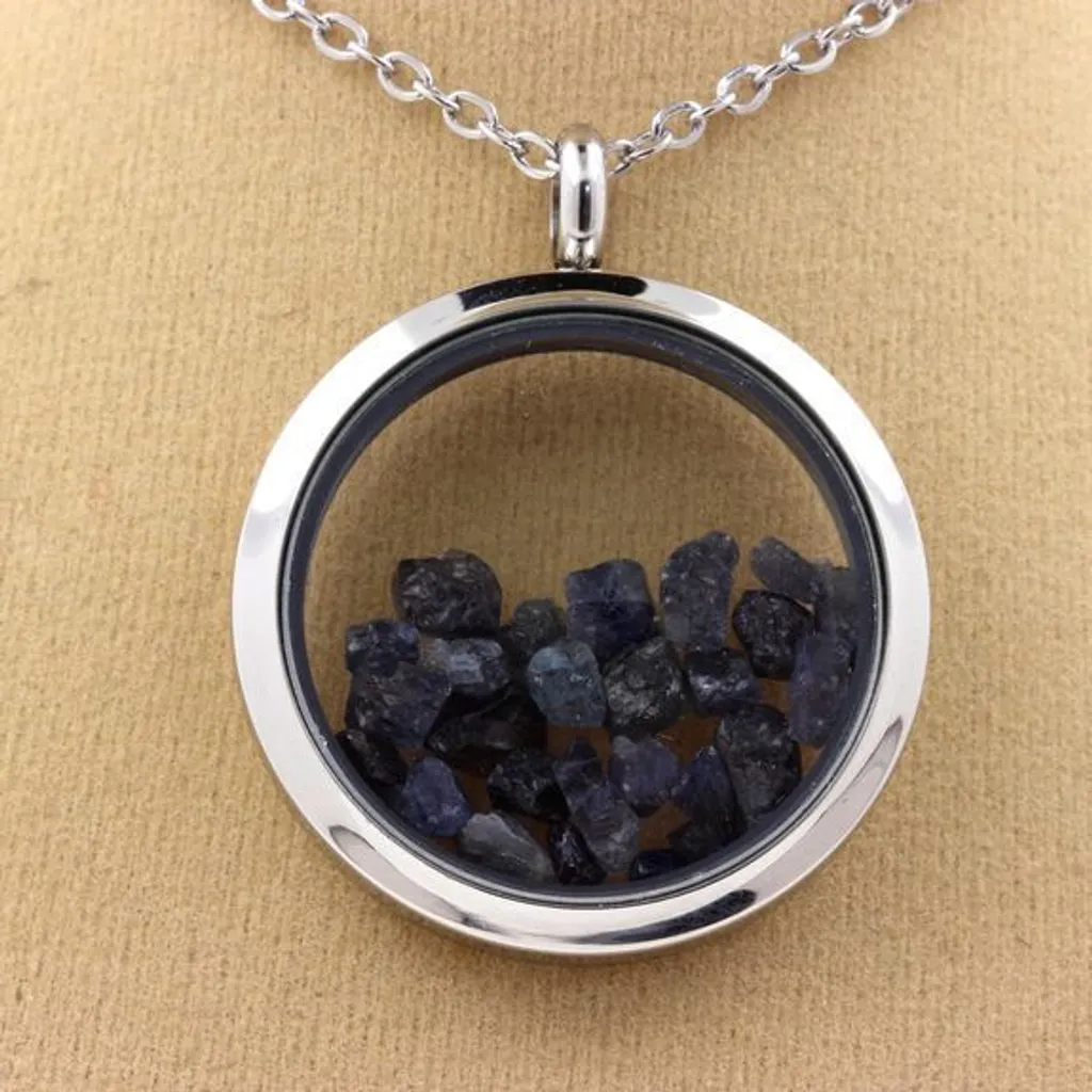 Pendentif en saphir brut bleu véritable pour femme avec chaîne en argent