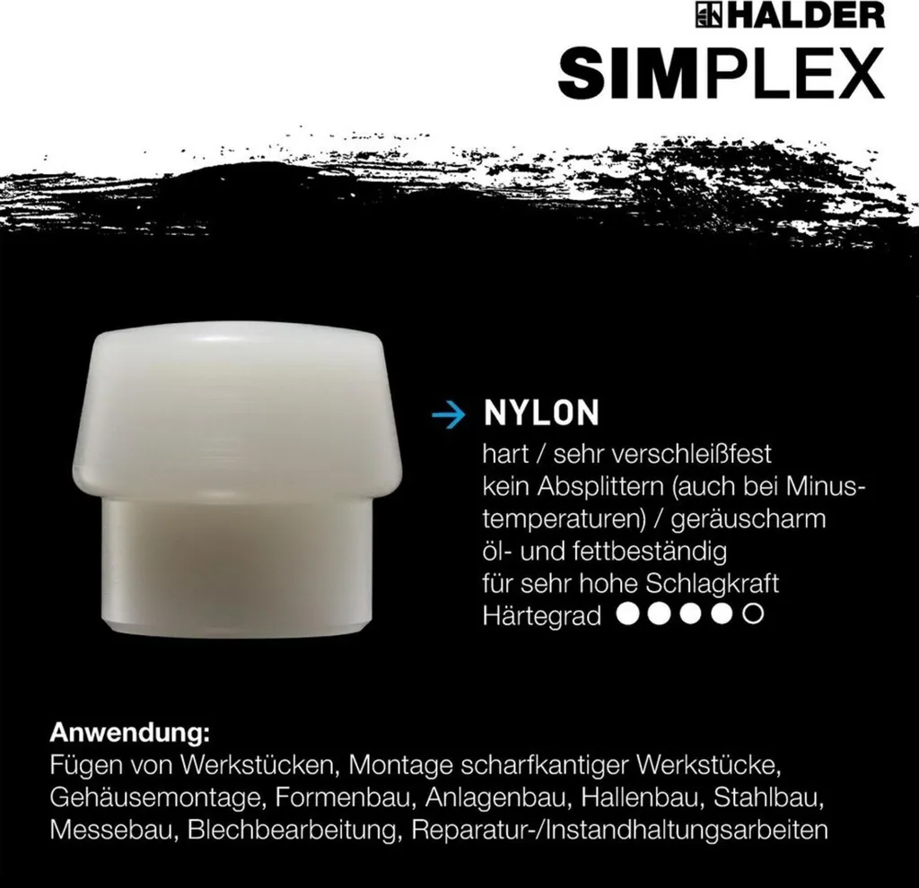 Mazza SIMPLEX a faccia morbida con alloggiamento in alluminio e impugnatura in legno, Ø 40, TPE-mid / nylon - 8
