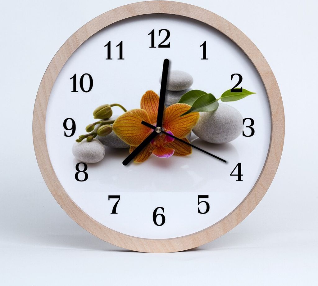 Holzuhr 30fi cm wanduhr - Orchidee Natur