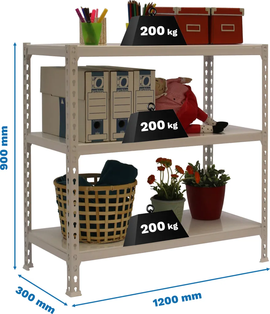 Rayonnage métallique robuste Simonclick 900 Gris pour stockage