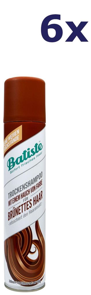 6x Batiste Trockenshampoo, Farbe Braun, 200 ml