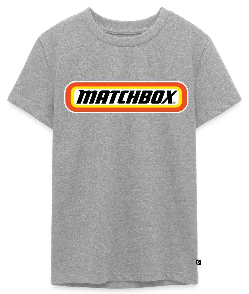 Spreadshirt Matchbox Offizielles Logo Orange, Gelb & Schwarz Teenager Premium T-Shirt, 146/152 (10 Jahre), Grau meliert