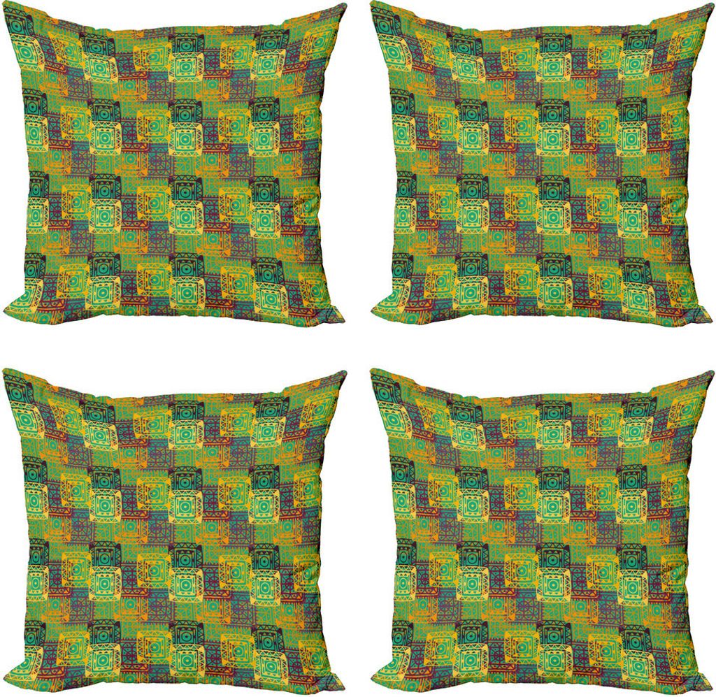 ABAKUHAUS Ethnisch Kissenbezug Set (4 Stück), Folk Mutter, Moderner Doppelseitiger Digitaldruck, 60 cm x 60 cm, Mehrfarbig
