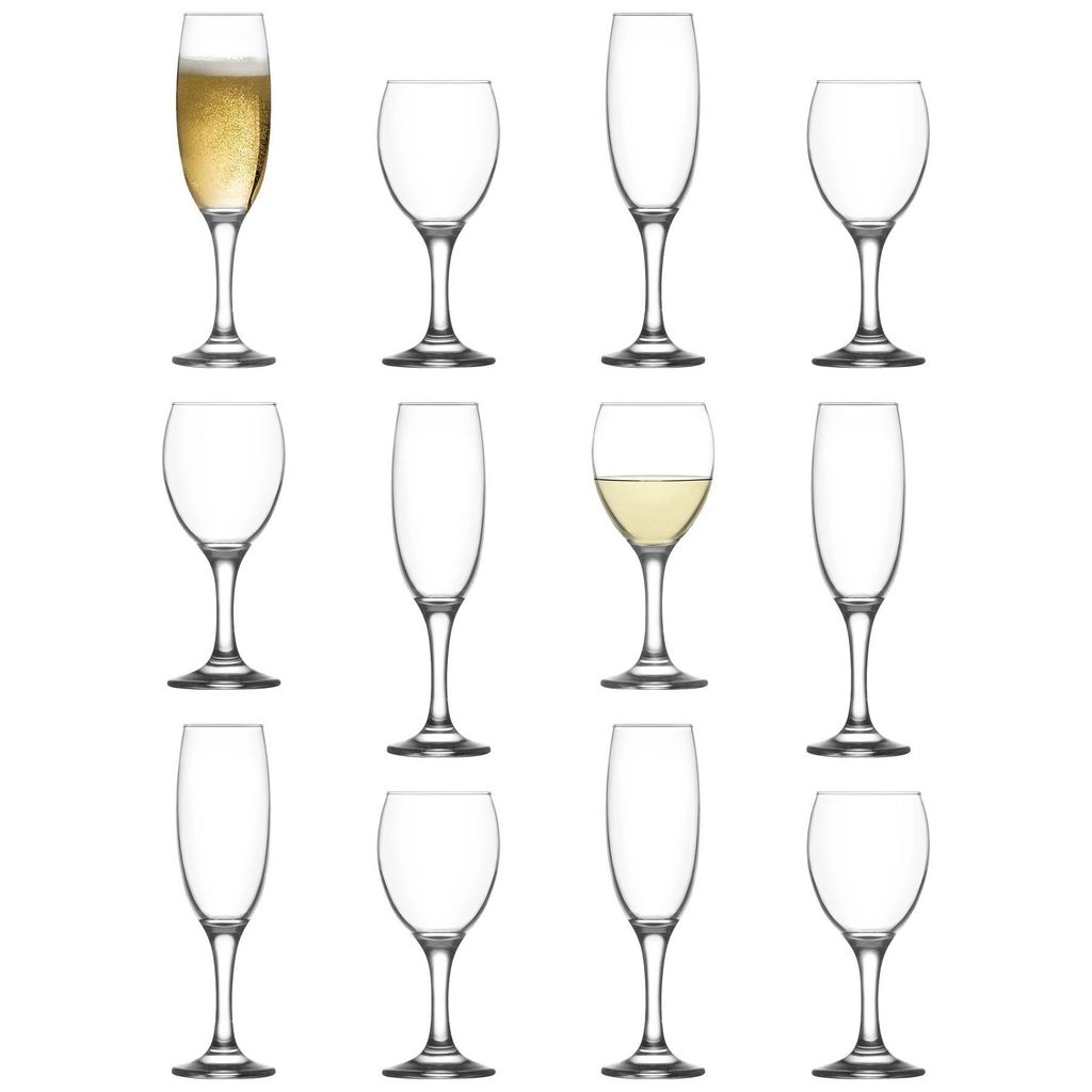 12pc Empire Weingläser & Champagnerflöten-Set - Spülmaschinenfest Glas Hochzeit Weihnachten Geburtstag Party Trinken Glaswaren Kelch Geschenkset...