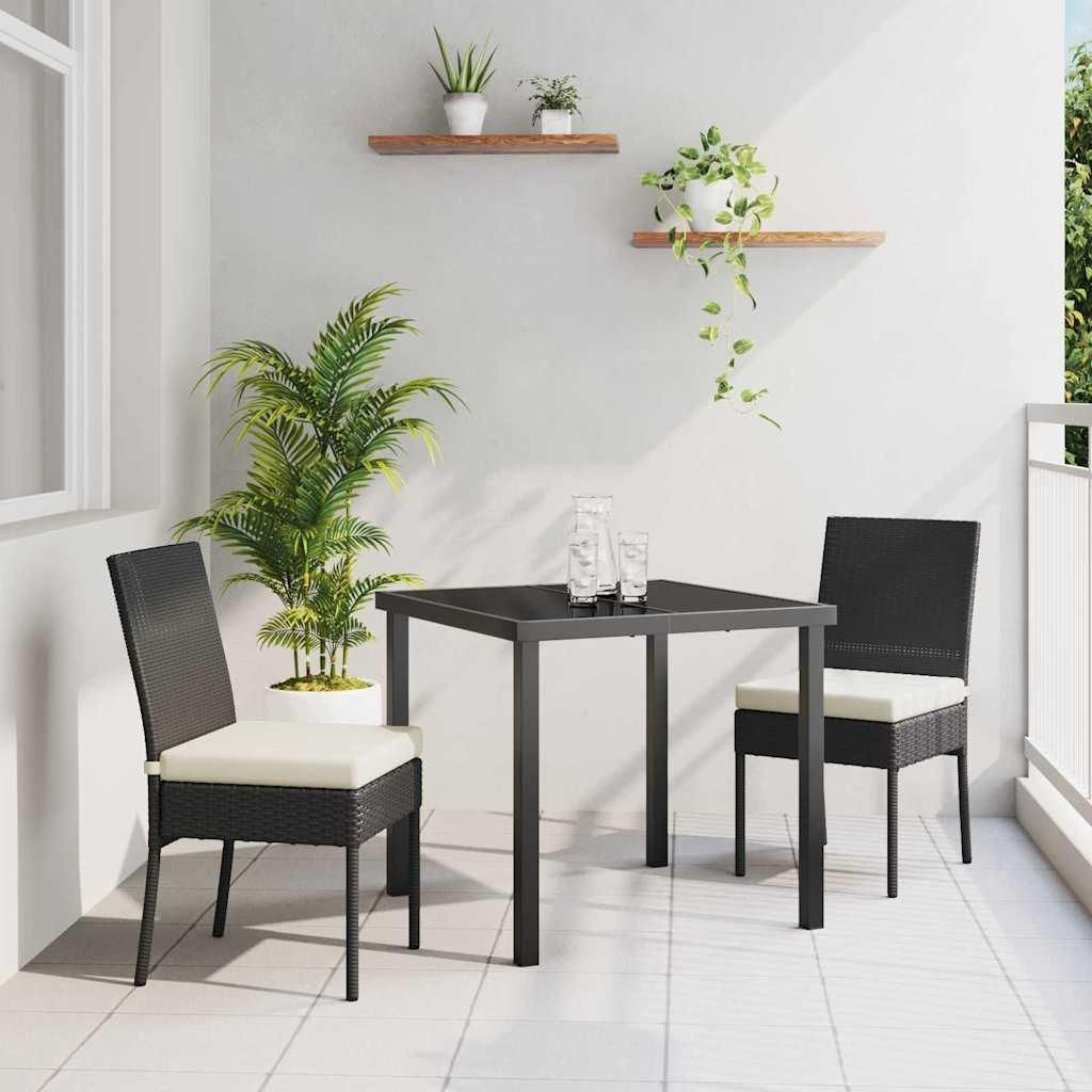 Maison Exclusive - Garten Essgruppe 3 pcs Schwarz Pulverbeschichteter Stahl