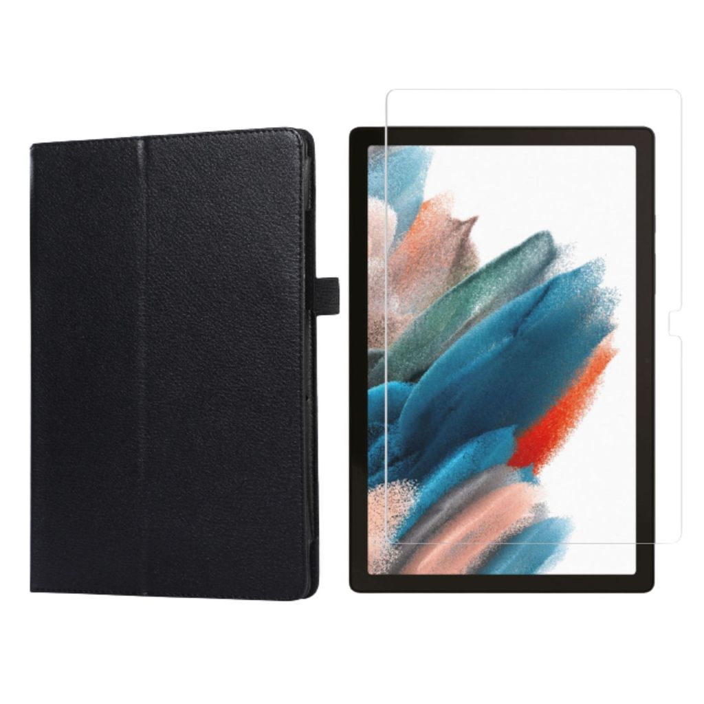 2in1 Set für Samsung Galaxy Tab A8 SM-X200 X205 10.5 Zoll Tablet mit Smartcover + Schutzglas mit Auto Sleep/Wake Magnetverschluss Hülle