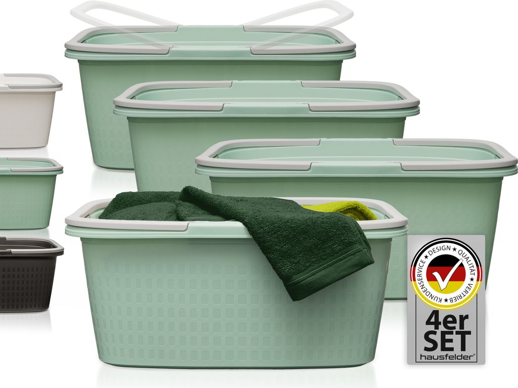 Wäschewannen 4er Set Grün, 4 Wannen 35 l