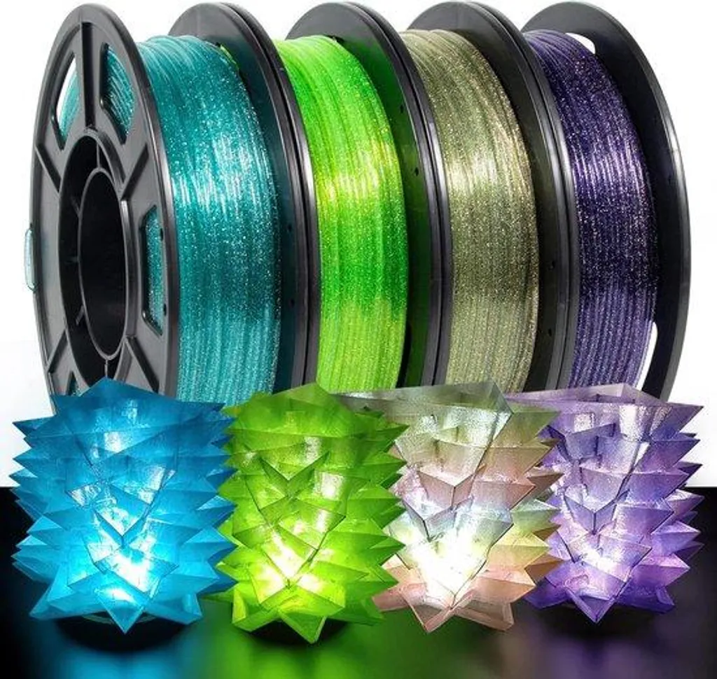 Filament PETG pailleté 1.75mm arc-en-ciel 250g pour impression 3D
