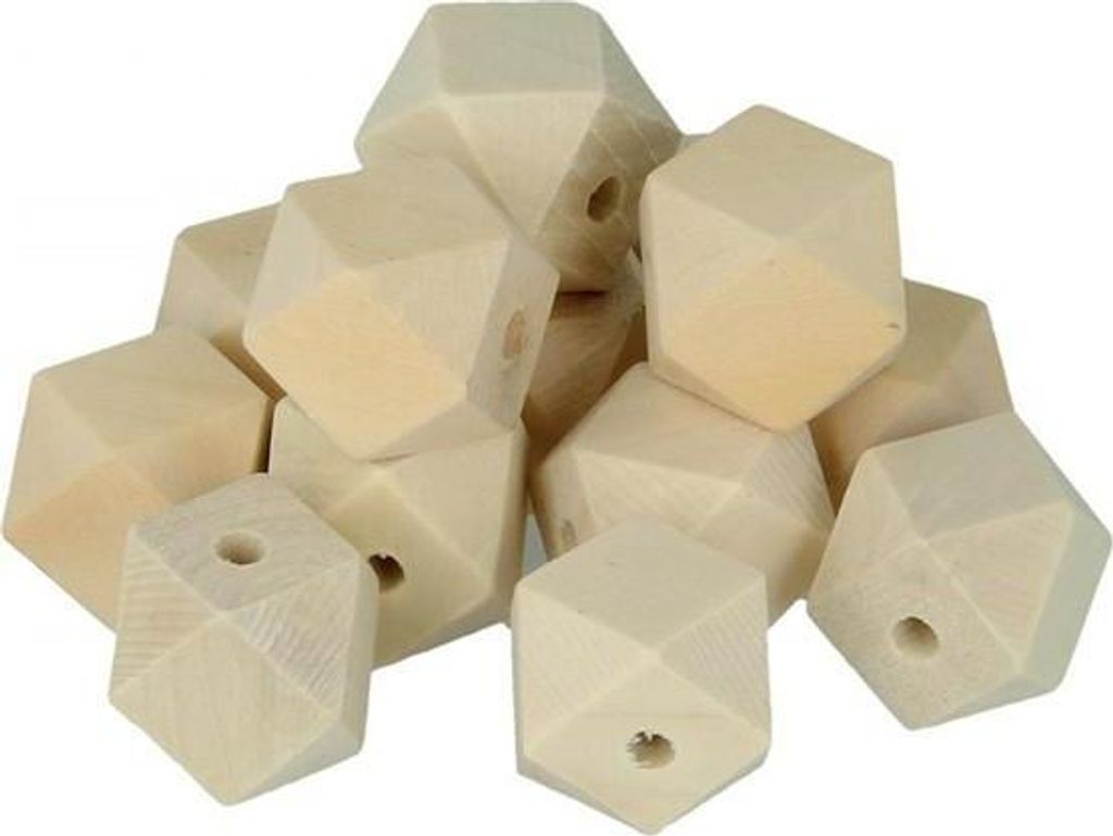 8 Holzperlen Vieleck 20 x 27 mm