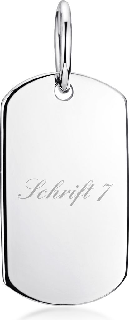 MATERIA by Matthias Wagner Gravur Anhänger Silber 925 klein - Dog Tag personalisiert 11x20mm rhodiniert KA-325-Silber