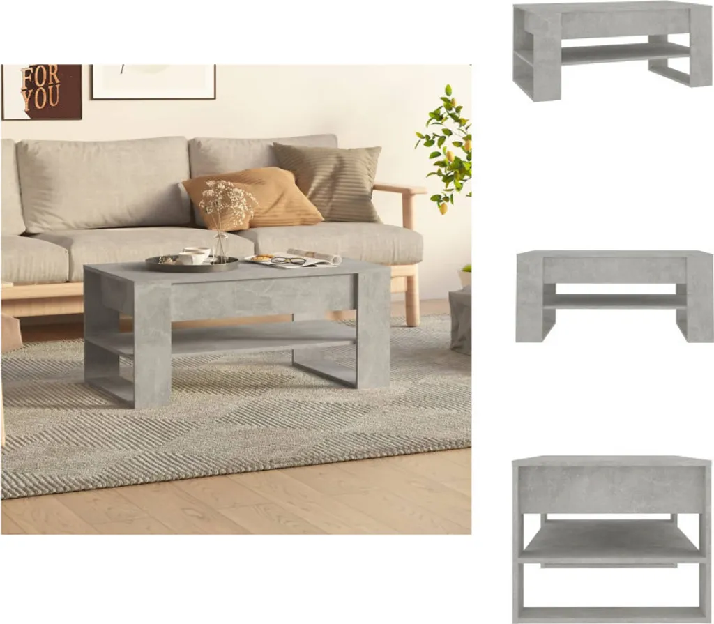 Tavolino Grigio Cemento vidaXL 102x55x45 cm | Essenziale e Moderno