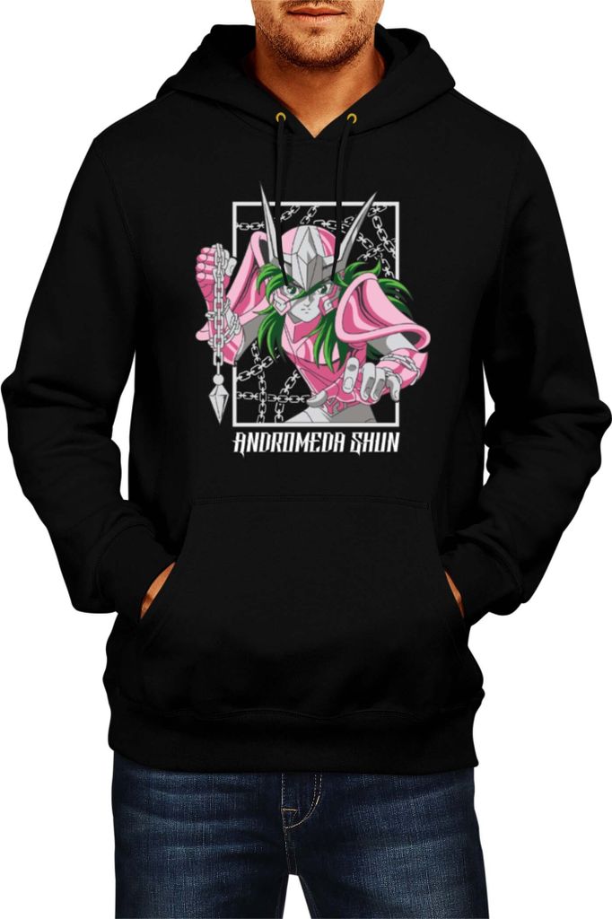 Herren Kapuzenpullover Japan Anime Manga Saint Anime Seiya Andromeda Shun 01, Man L / Schwarz