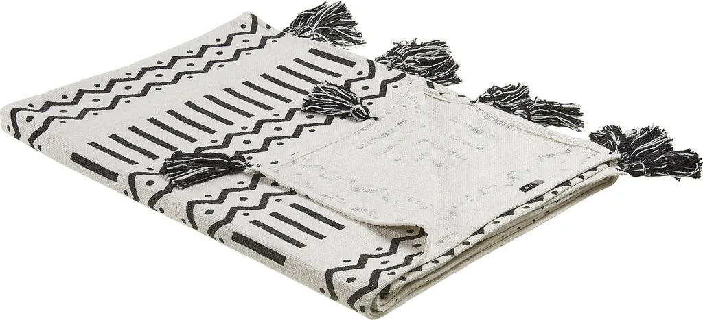 Plaid en Coton Géométrique 130x180 cm Couverture de Lit Beliani