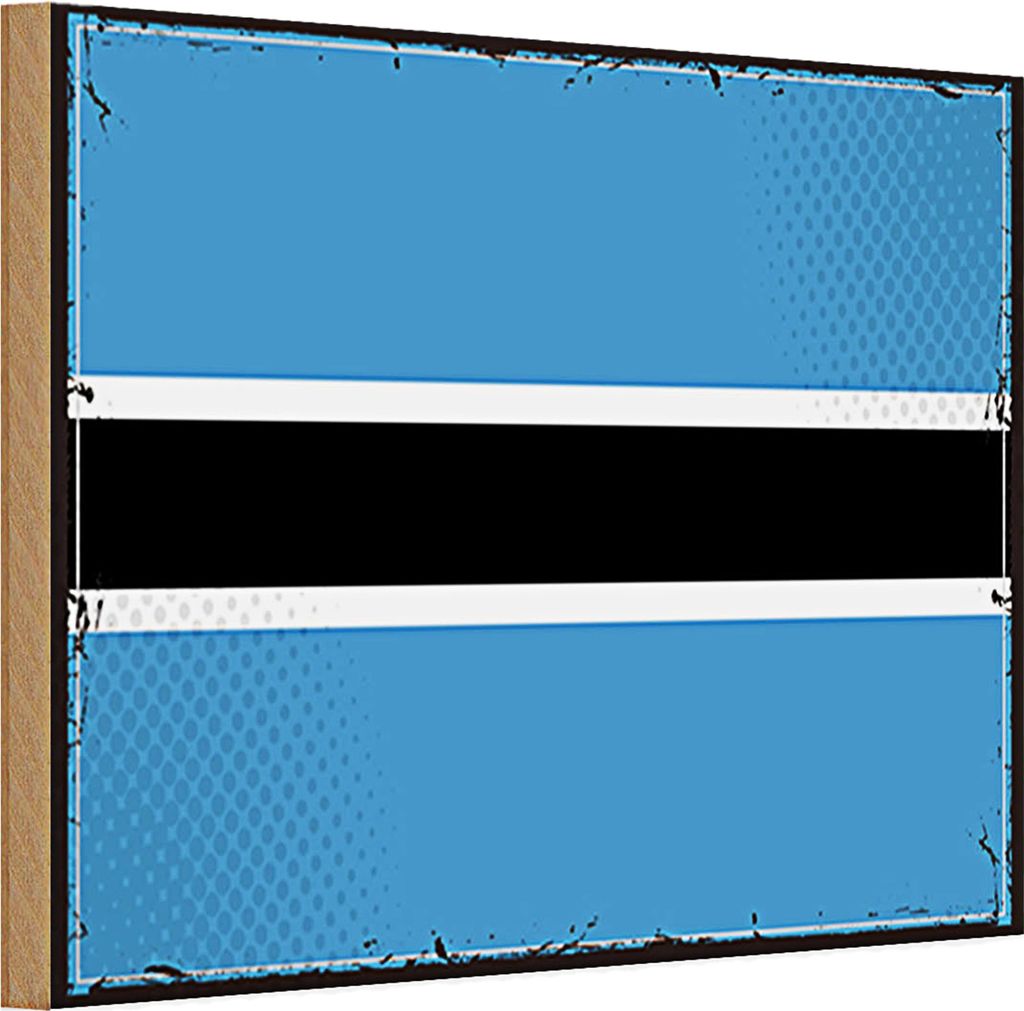 Holzschild Flagge Botswana 30x20cm Retro Flag of Botswana