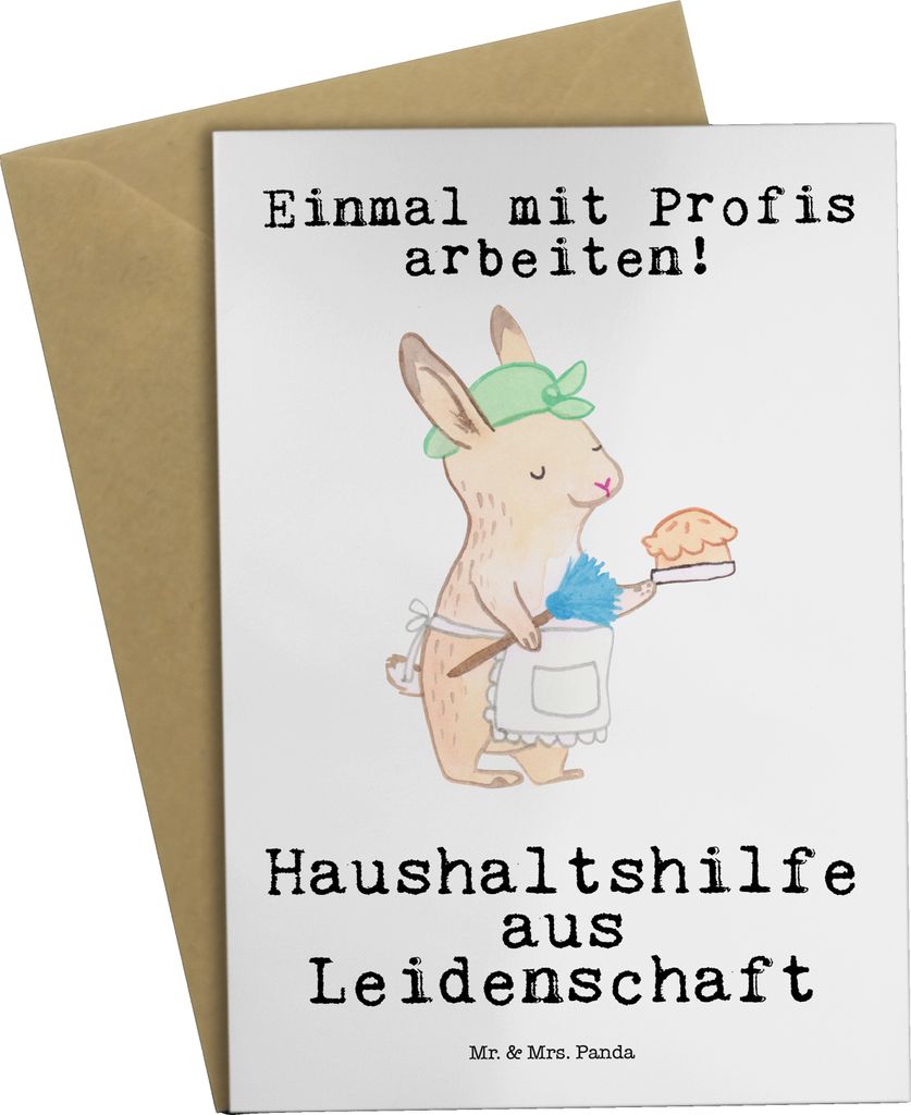 Mr. & Mrs. Panda valentinstagskarte Haushaltshilfe Leidenschaft - Weiß - Geschenk, Grußkarten, Spruch, abiturkarte, einladungskarten, babykarte, ...