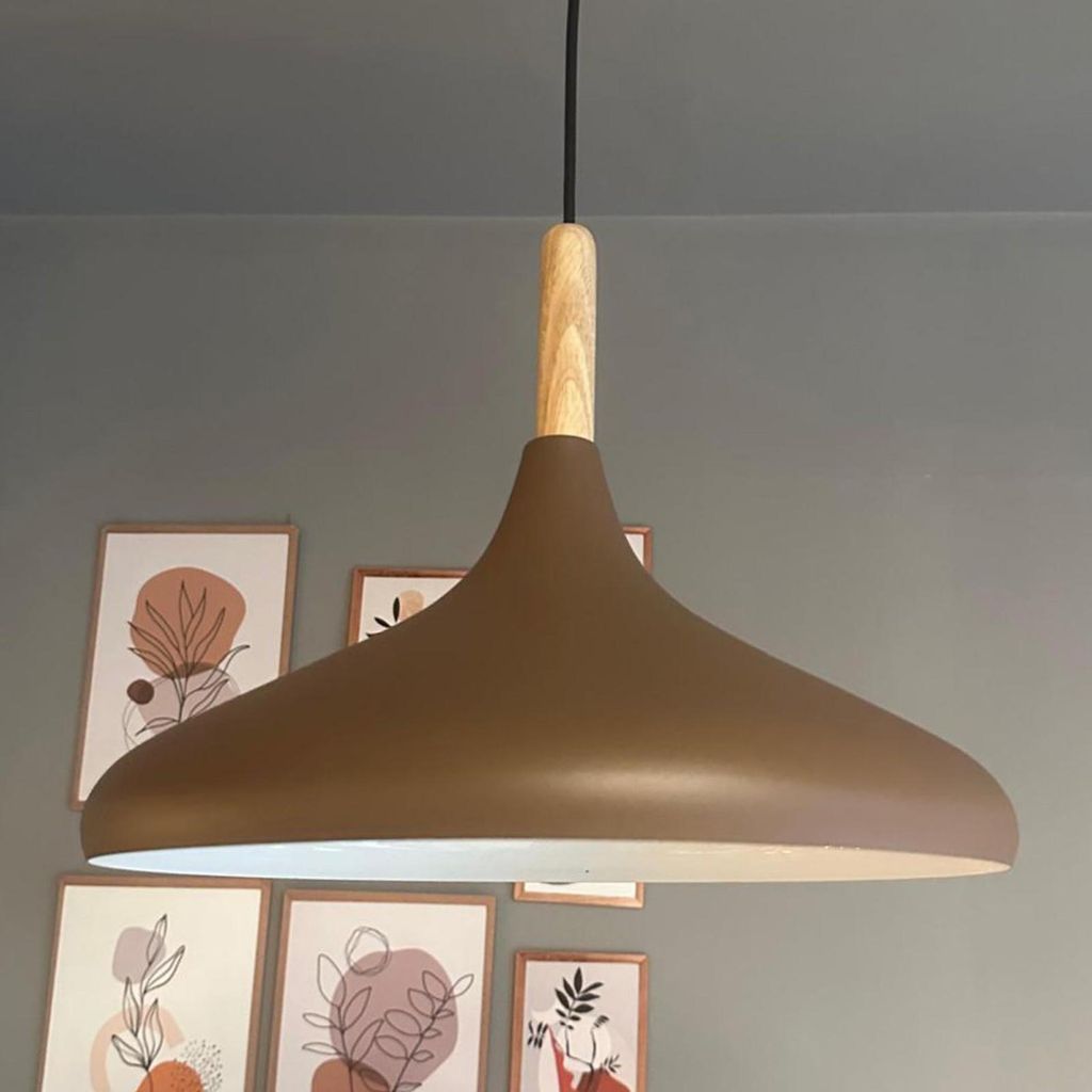 Champion Braun Hängelampe Küche aus Holz und Metall 35 cm, E27 Moderne Lampe