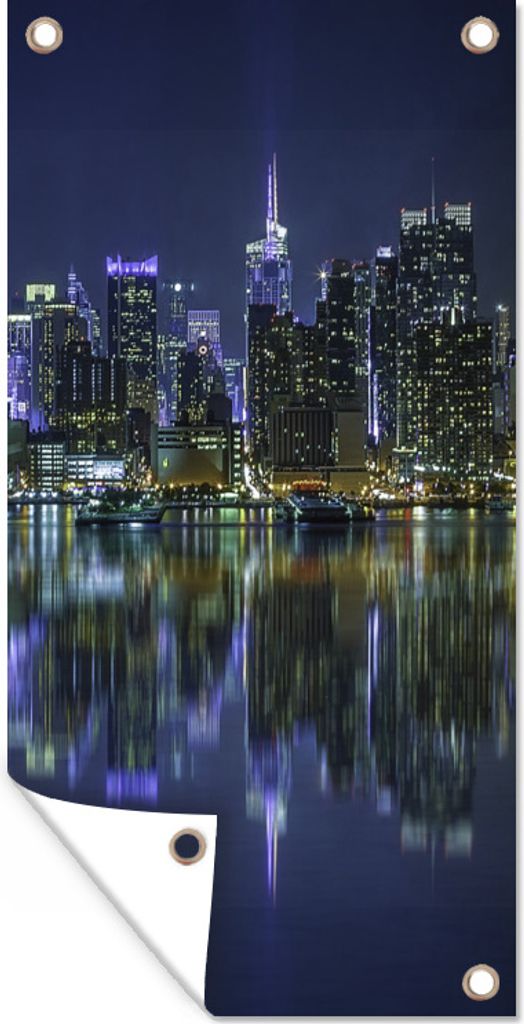 MuchoWow 40x80 cm Outdoor-Poster Gartendeko Sichtschutz Garten Poster für den Garten New York - Skyline - Amerika
