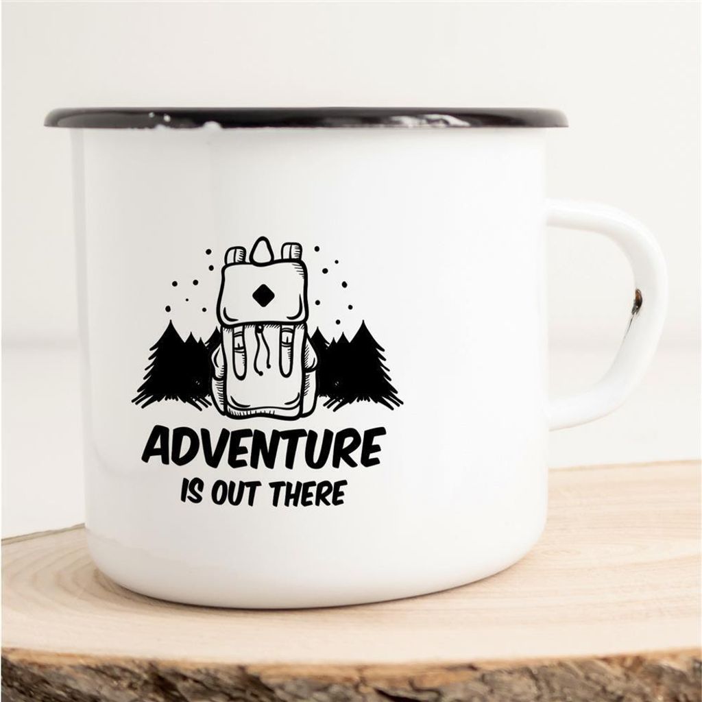 Huuraa Emaille Tasse Adventure out there Geschenk Produktbild 
