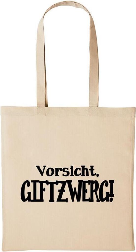 Huuraa Baumwollbeutel Vorsicht GIFTZWERG! Geschenk Einkaufstasche Natural 10 Liter Baumwolle Vorsicht GIFTZWERG! Accessoire