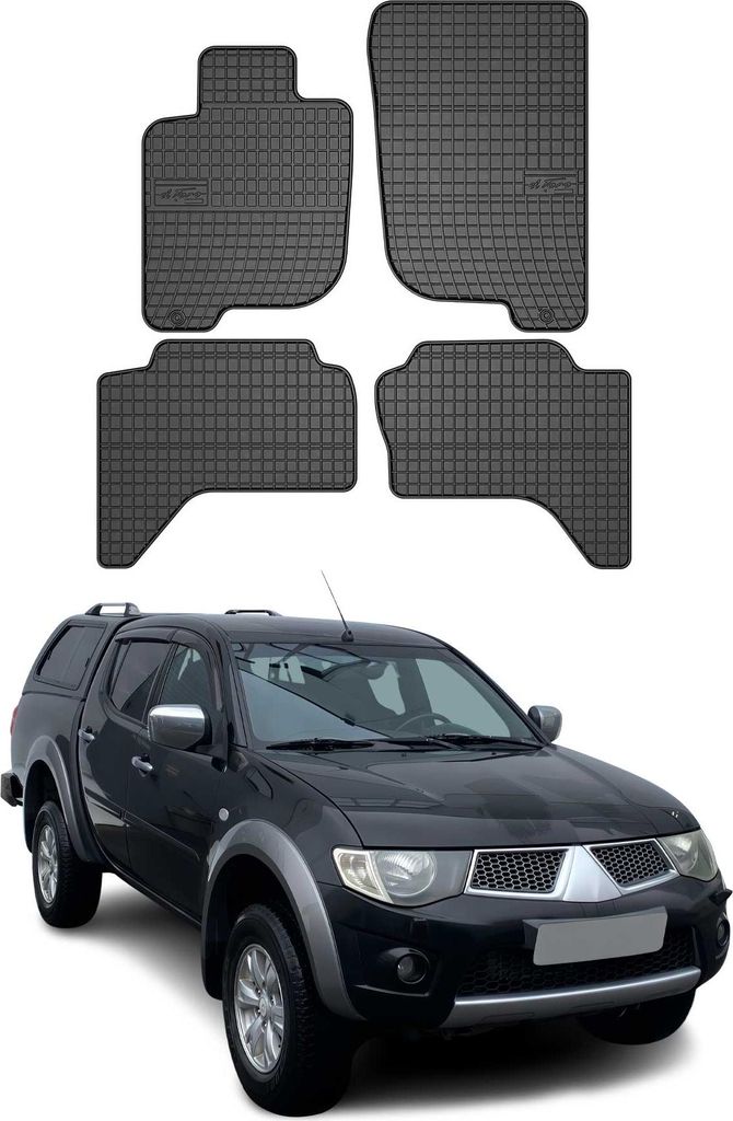2007-2016 Mitsubishi L200 tappetini in gomma nera 4 pezzi Immagine del prodotto 