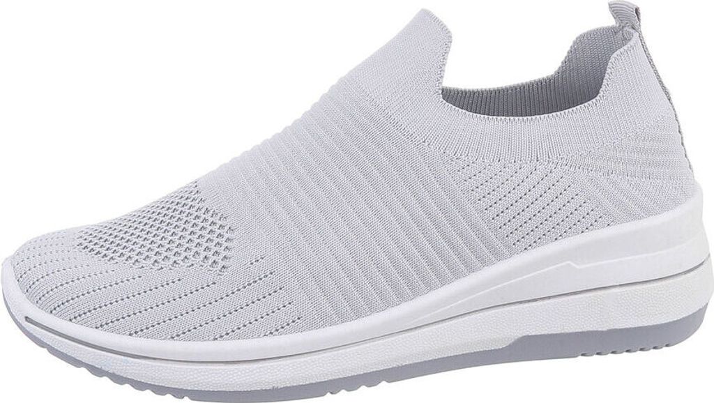 Ital-Design Damen Freizeitschuhe Textiloptik Sneakers Low 85960406 Grau Gr. 38