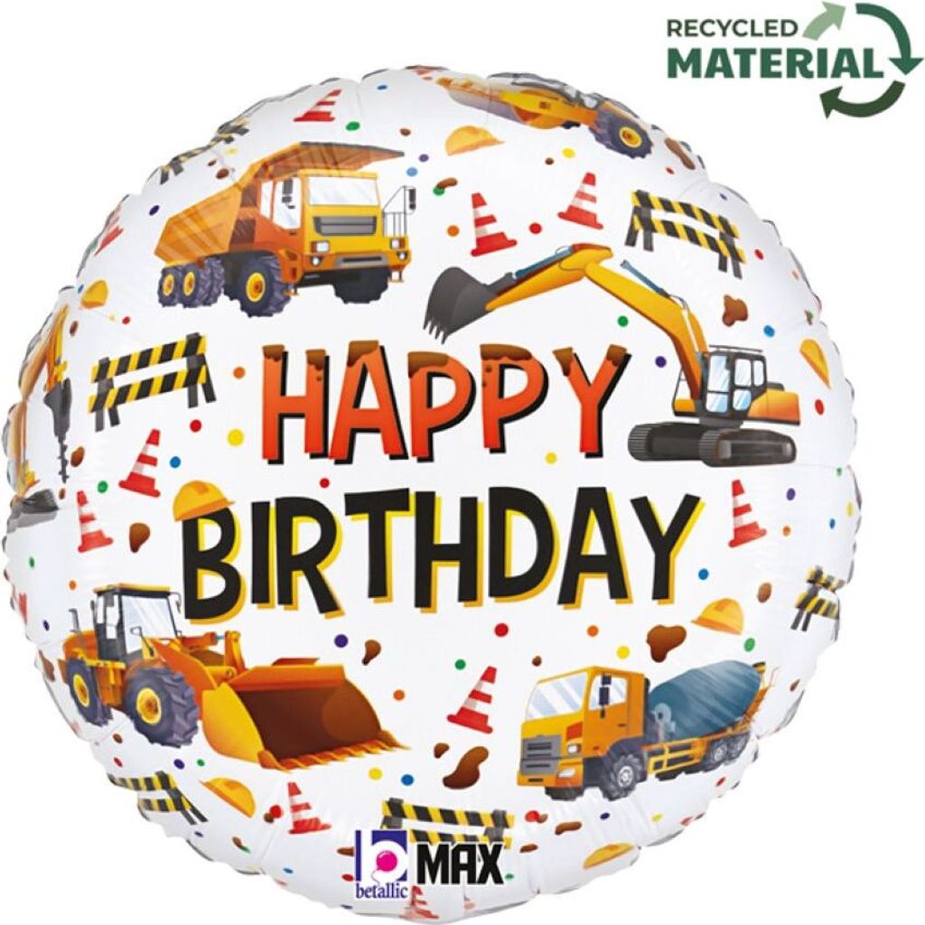 Balon foliowy Koparki, Maszyny Budowlane, Urodziny 45 cm Zdjęcie produktu 