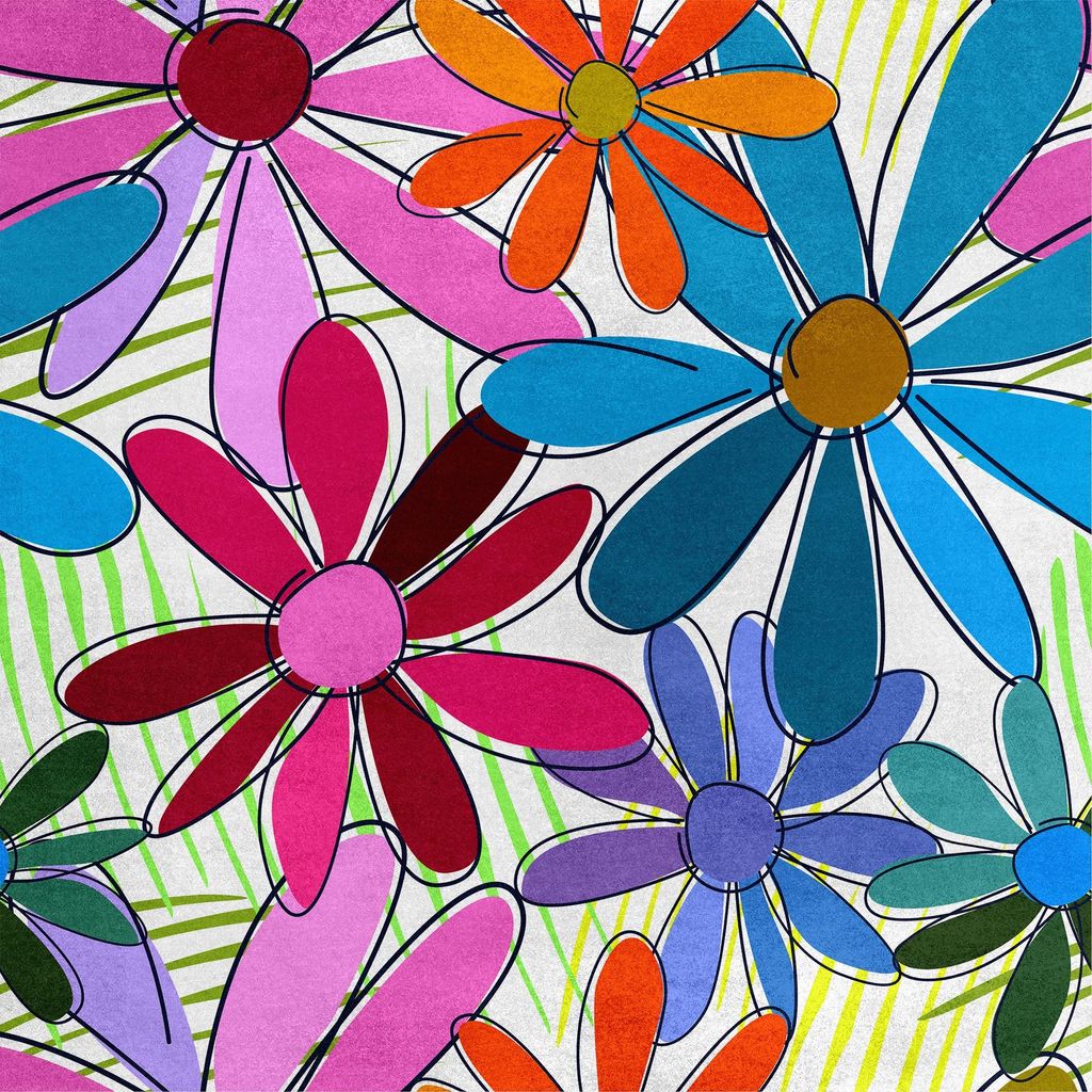 Royal Samt Stoff Polyester Zum Nähen - Motiv bunte Blumen 1