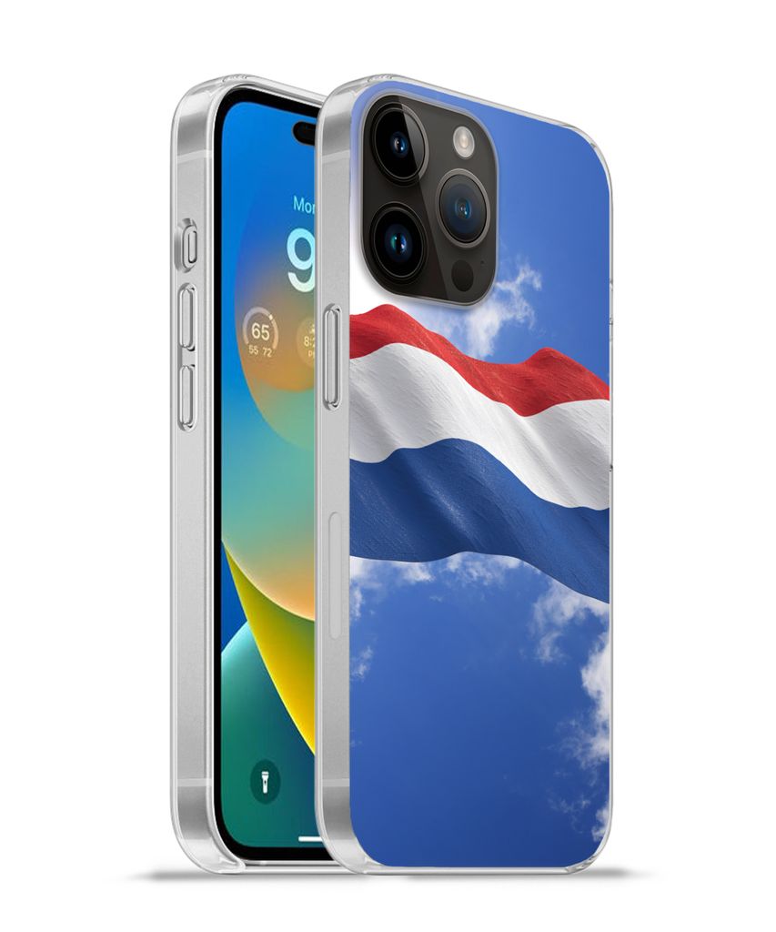 MuchoWow Handyhülle Schutzhülle Hülle für Apple iPhone 14 Pro Max Die Flagge der Niederlande weht am Himmel Silikon Softcase Handy Hülle - H...