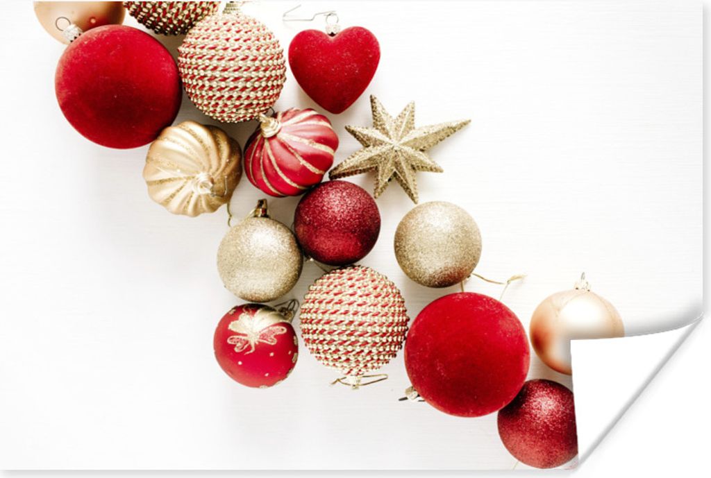 MuchoWow Poster Winter - Weihnachten - Christbaumkugeln 120x80 cm - Bilder