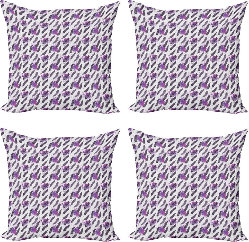 ABAKUHAUS Feder Kissenbezug Set (4 Stück), Creative-Plume und Spritzer, Moderner Doppelseitiger Digitaldruck, 60 cm x 60 cm, Mauve Pale Aubergine