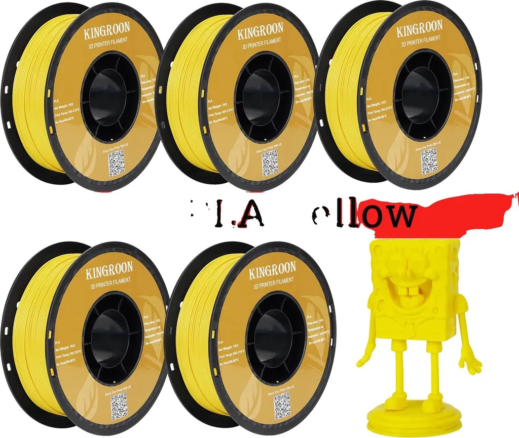 PLA 5KG Giallo 1.75mm - Materiale Alta Qualità per Produzione 3D In Serie