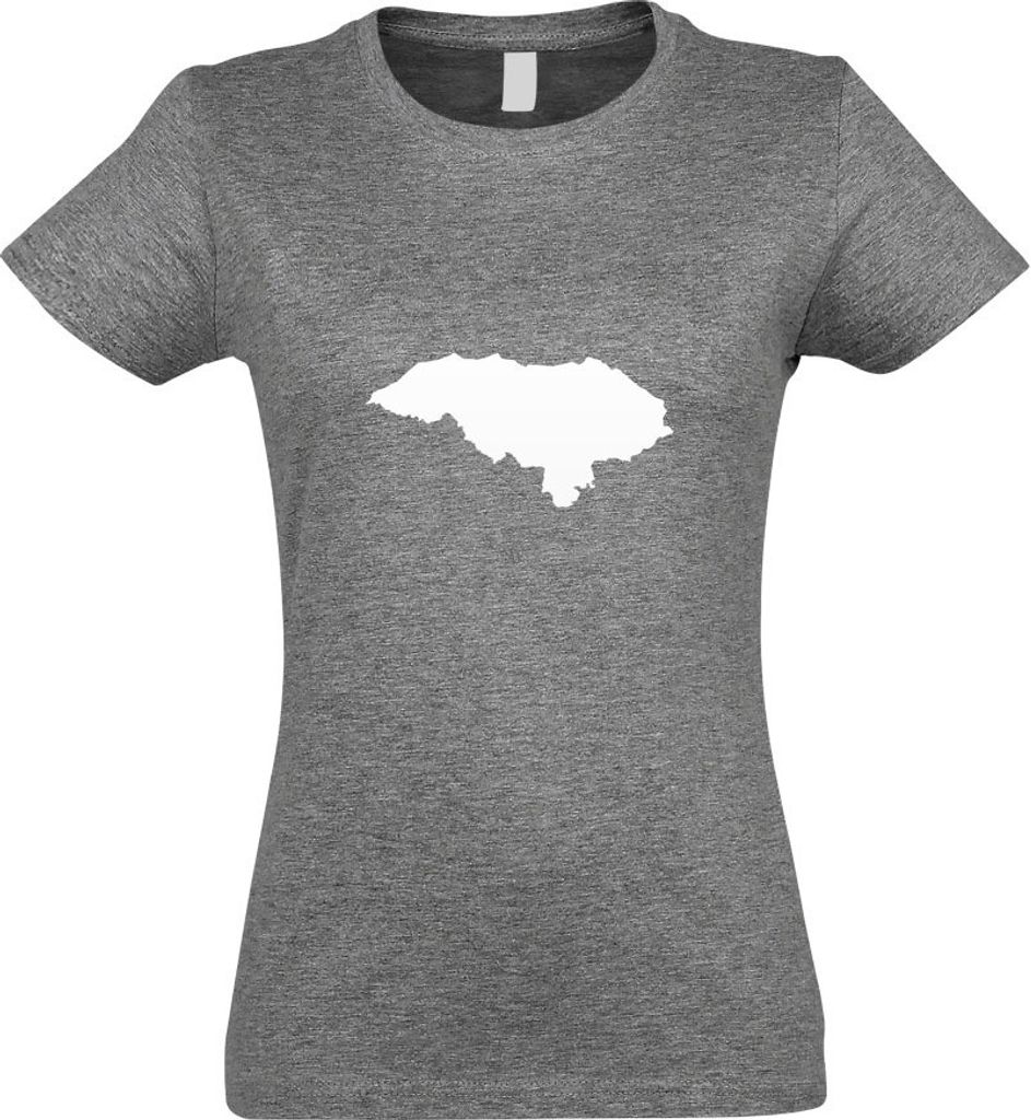 Kiwistar - T-Shirt tailliert - Damen - Graumeliert - Honduras Umriss Kontur - mit Motiv Bedruckt - Funshirt Design - Sport - Freizeit - Damen - S