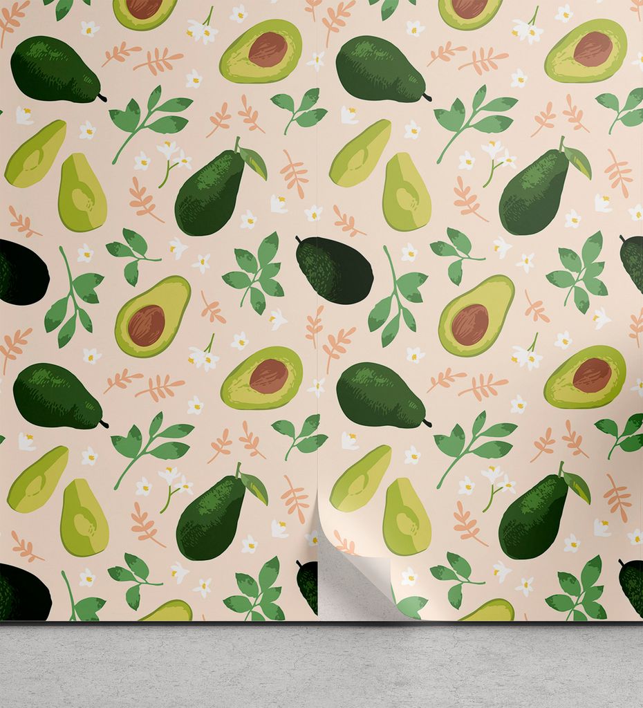 ABAKUHAUS Avocado abziehbare & klebbare Tapete für Zuhause, Seedy ganze Scheiben geschnitten Obst, selbstklebendes Wohnzimmer Küchenakzent, 33 cm...