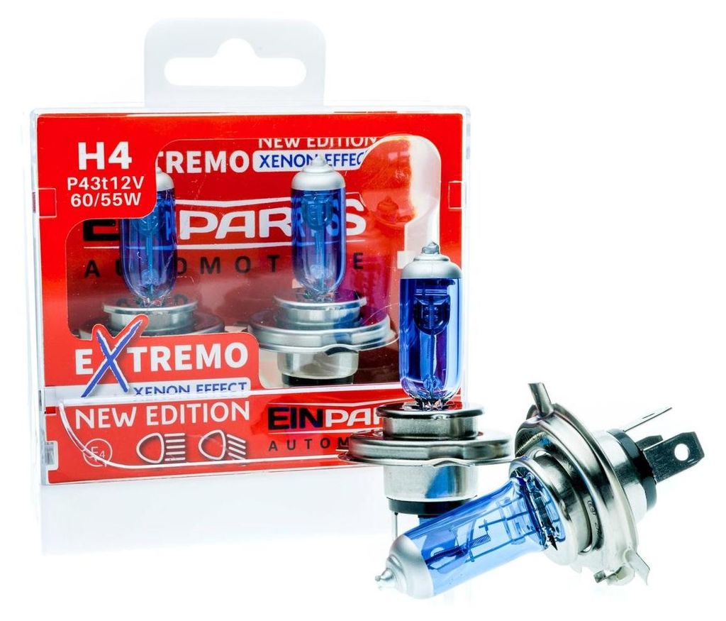 2x EINPARTS H4 Glühlampen Fernlicht 12V 60/55W 6000K P43t Produktbild 