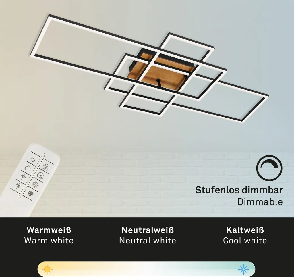 Plafoniera LED 55W Dimmerabile Nera Orientabile con Timer - 7
