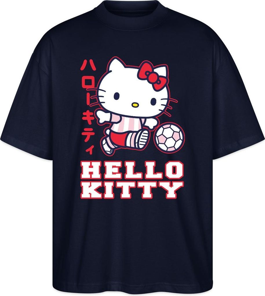 Spreadshirt Hello Kitty Spielt Fussball Sport Oversize Uni T-Shirt, L, Navy