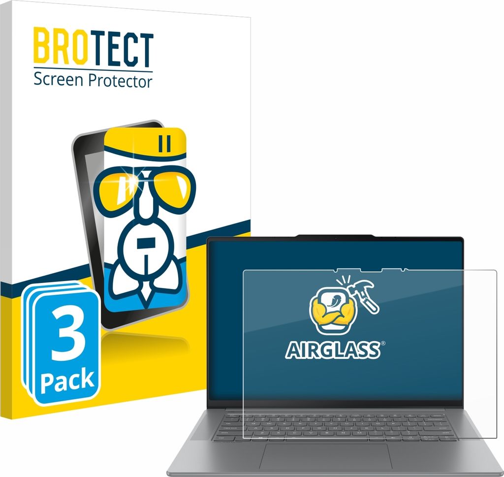 3x BROTECT Schutzglas für Lenovo Yoga Slim 7i Gen 9 15" Aura Edition Schutzfolie Panzer Folie Glas Display Schutz klar